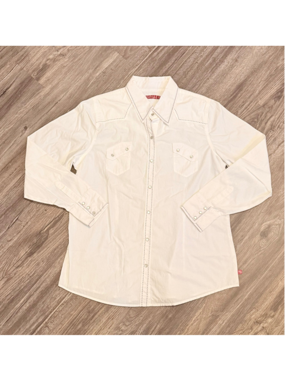 Cruel Girl Womens XXL White Western Shirt Pearl Snap Black Stitch Rodeo Cowgirl